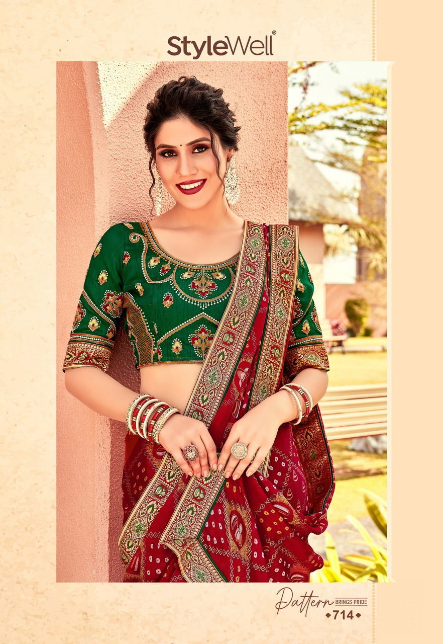 Mangalam Vol 2 By Stylewell Bandhej Wedding Sarees Catalog